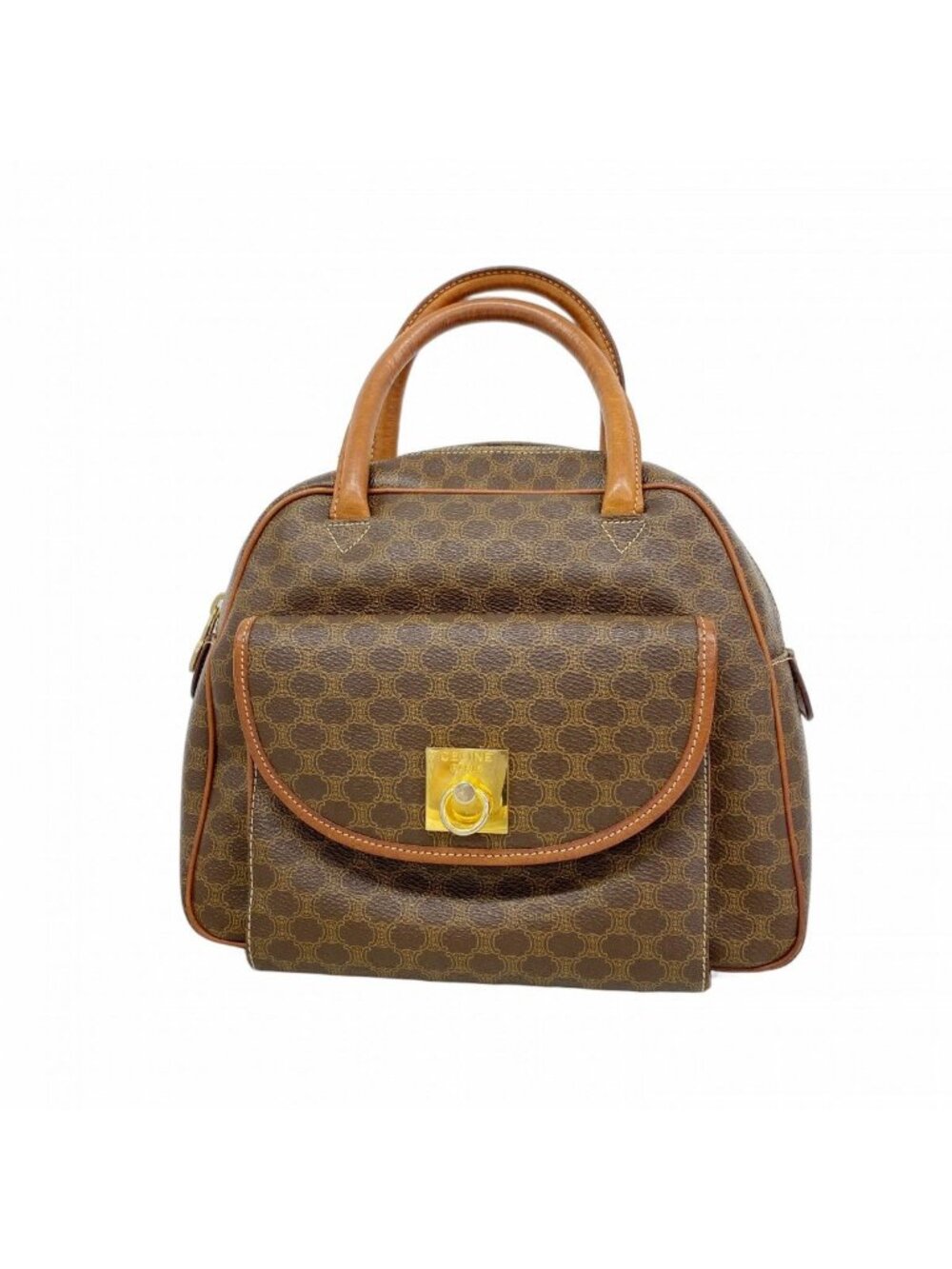 Celine Handbag Macadam Brown Gold